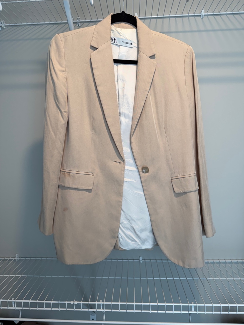 Zara Beige Single-Button Blazer